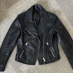 All Saints Dalby black leather jacket, size 6